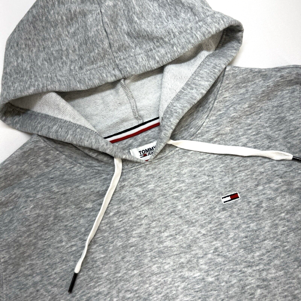 Tommy Jeans Cropped Hoody Long Sleeve Pullover Woman M Gray Logos